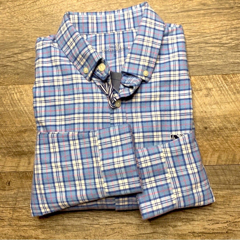 NWT Vineyard Vines Coastline Cades Flannel Whale Shirt ~ Sz XL(18)